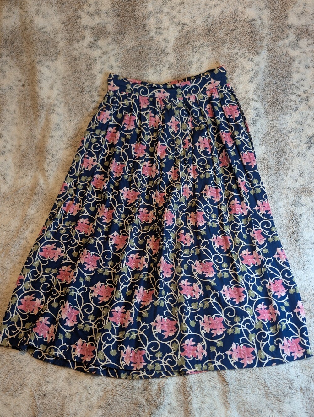 90s Autograph American Clothing Botanical Tapestry Floral Midi Skirt USA M